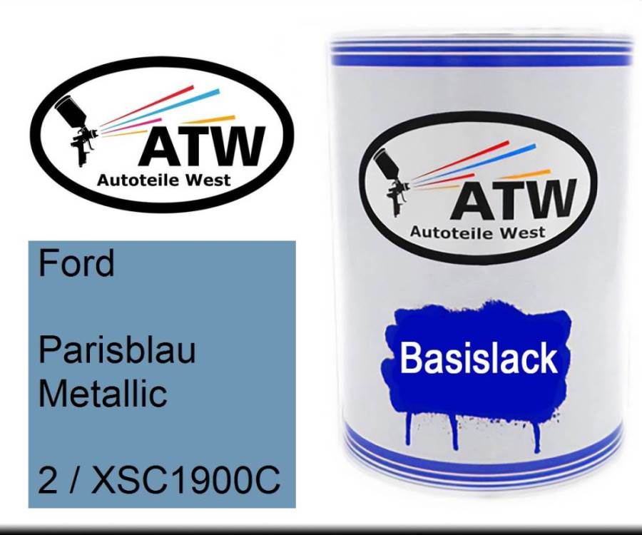 Ford, Parisblau Metallic, 2 / XSC1900C: 500ml Lackdose, von ATW Autoteile West.